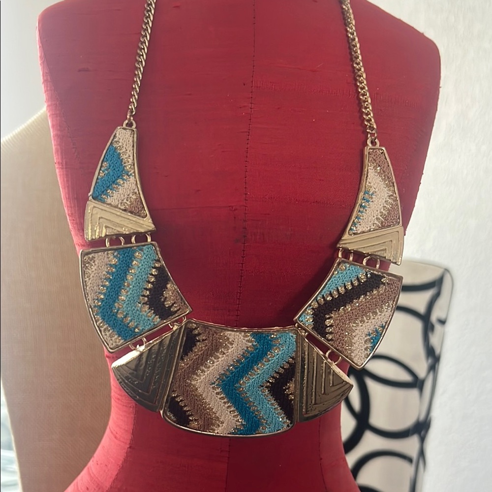 Blue and Gold Statement Necklace